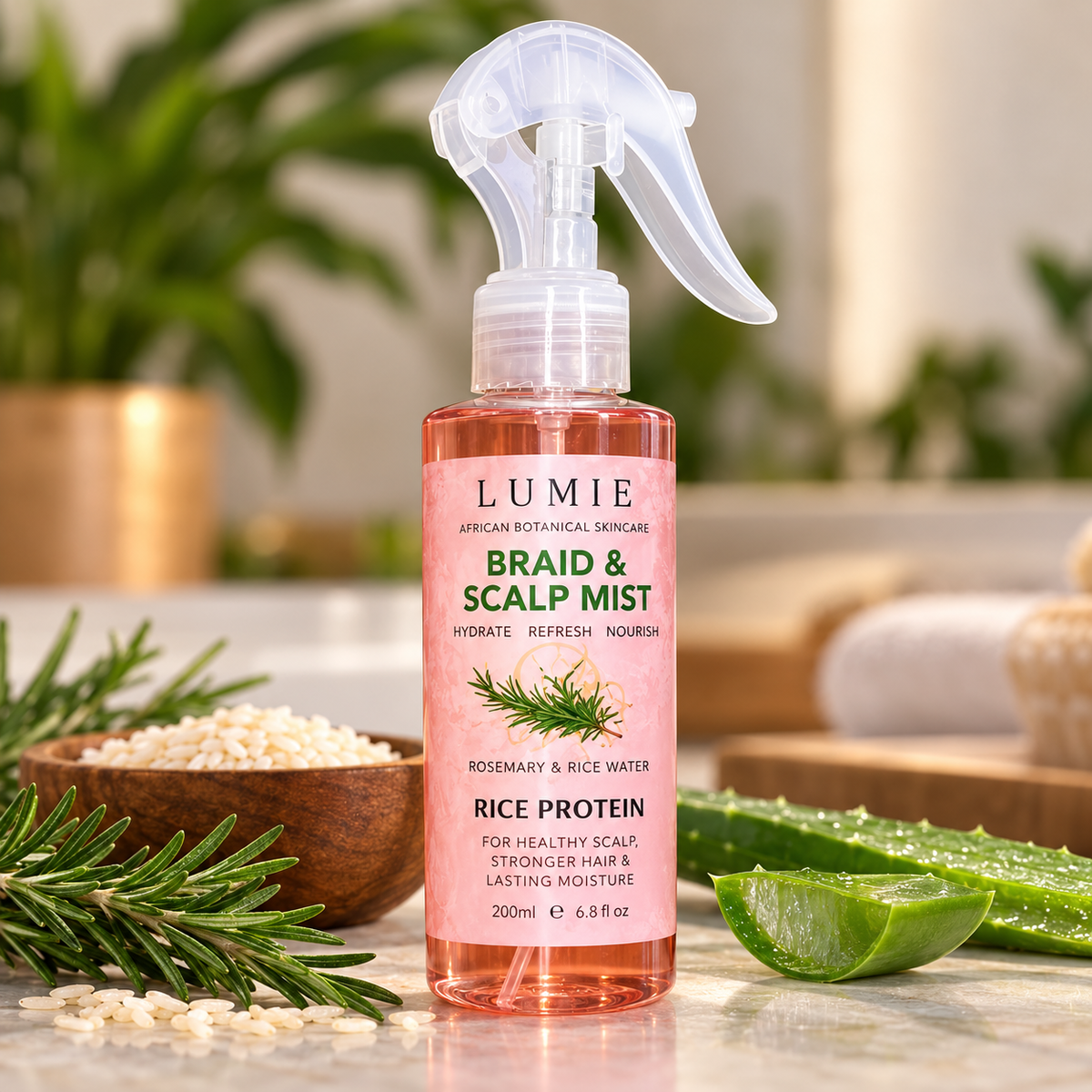 Lumie Braid & Scalp Mist – Rosemary & Rice Water Hair Mist